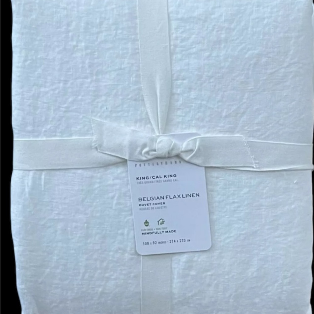 New Pottery Barn  BELGIAN FLAX LINEN Duvet Cover King/Cal King White
